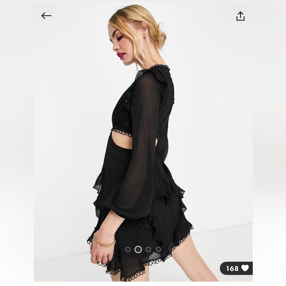 ASOS Black Ruffle Mini Dress - Picture 2 of 12